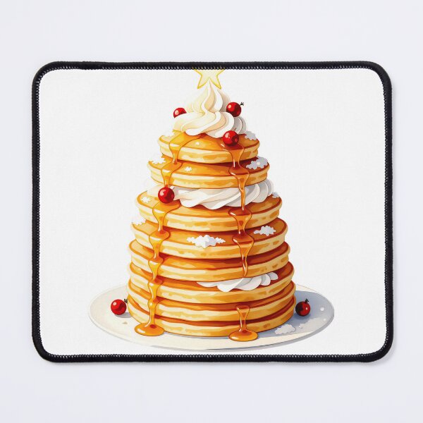 Item preview, Tall stack of pancakes decorated with cream, syrup, and cherries for festive winter brunch designed and sold by SpaceartLilu.