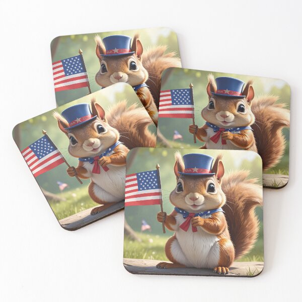 Item preview, Patriotic Squirrel Waving the Stars and Stripes for USA's 250th designed and sold by Skullet-Designs.