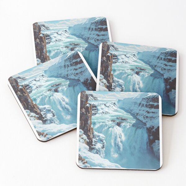 Item preview, Gullfoss Falls Iceland Winter Travel Poster Art designed and sold by LaFabricaArt.