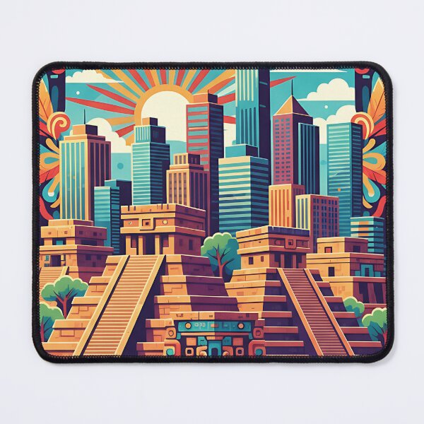 Item preview, Mexico City Ancient Pyramids Modern Skyline Art designed and sold by Orviona.