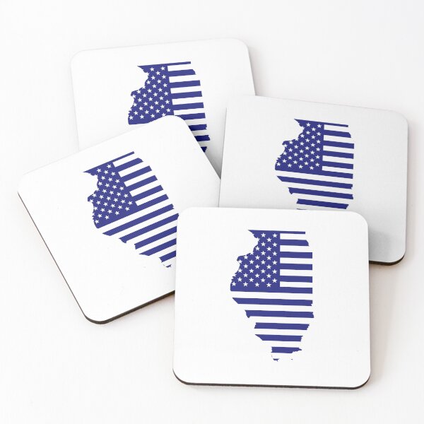 Item preview, Illinois USA Flag Silhouette – Stars and Stripes State Outline designed and sold by Paper Drip.