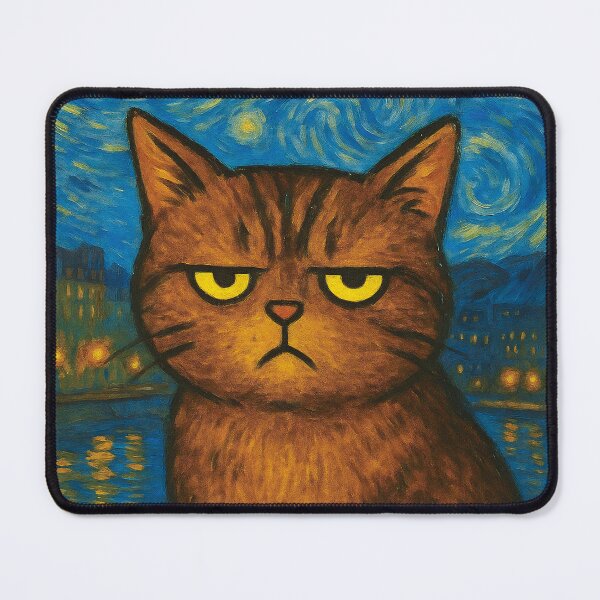 Item preview, Starry Night Interrupted by an Apathetic Cat designed and sold by Nope Cats.