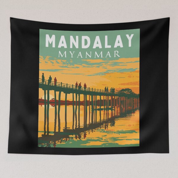 Artikelvorschau, Mandalay in Myanmar, Vintage Kunst Reiselandschaft entworfen und verkauft von MaateoDesign.
