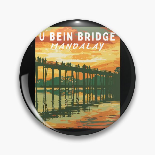 Artikelvorschau, U-Bein-Brücke in Mandalay (Myanmar), Vintage-Kunst-Reiselandschaft entworfen und verkauft von MaateoDesign.