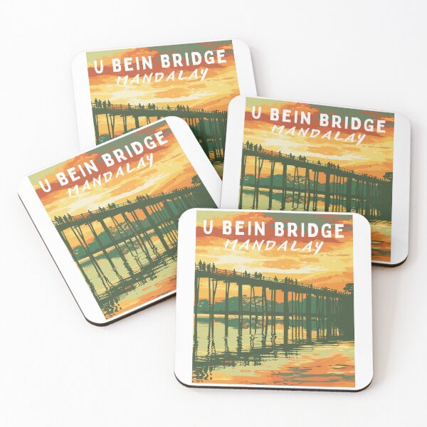 Artikelvorschau, U-Bein-Brücke in Mandalay (Myanmar), Vintage-Kunst-Reiselandschaft entworfen und verkauft von MaateoDesign.