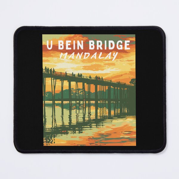 Item preview, U Bein Bridge in Mandalay (Myanmar), Vintage Art Travel Landscape designed and sold by MaateoDesign.