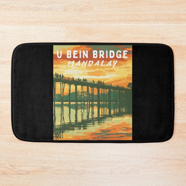 Artikelvorschau, U-Bein-Brücke in Mandalay (Myanmar), Vintage-Kunst-Reiselandschaft entworfen und verkauft von MaateoDesign.