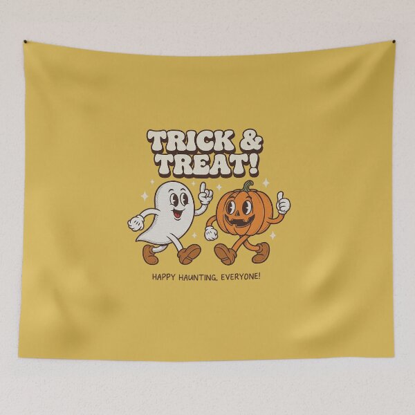 Item preview, Trick & Treat Retro Ghost Pumpkin Halloween Mascot designed and sold by HoopeStylee.