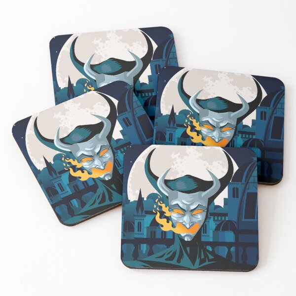 Item preview, face of spring heeled jack mask spitting fire on victorian rooftops designed and sold by matintheworld ( delcarmat ).