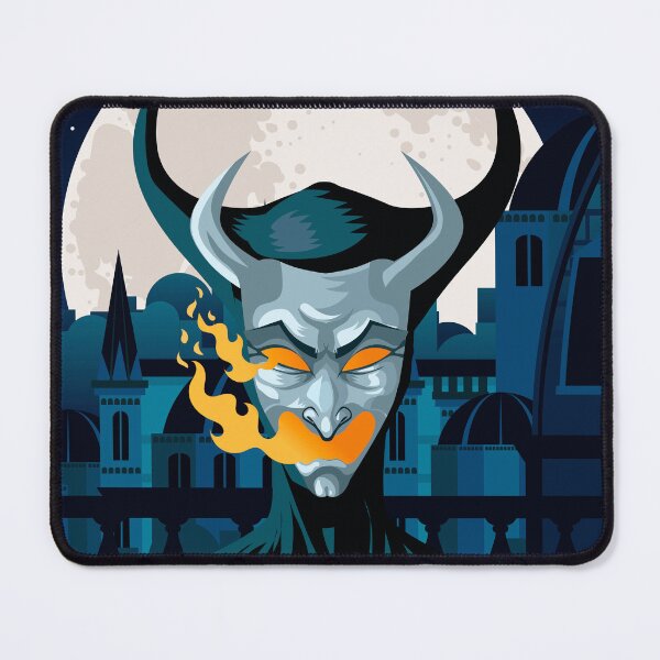 Item preview, face of spring heeled jack mask spitting fire on victorian rooftops designed and sold by matintheworld ( delcarmat ).