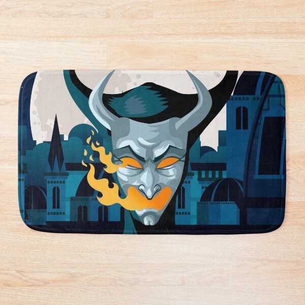 Item preview, face of spring heeled jack mask spitting fire on victorian rooftops designed and sold by matintheworld ( delcarmat ).