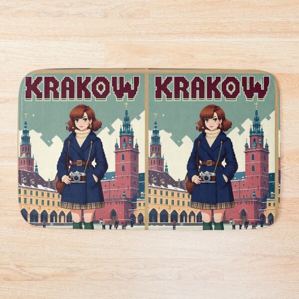 Item preview, Girl Anime Pixel Retro Krakow Poland Travel Europe 8bit Design designed and sold by Pixel-Destinations.