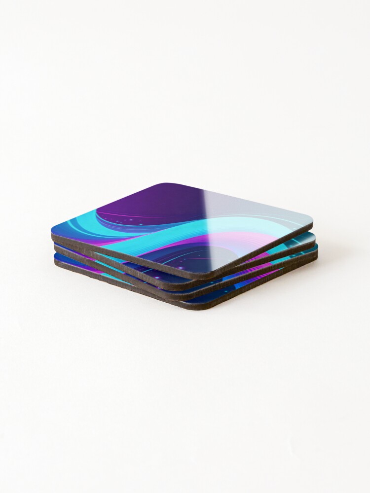 Thumbnail 4 of 5, Coasters (Set of 4), Dynamic Abstract Wavy Lines Gradient Background designed and sold by RGShirtWorks.