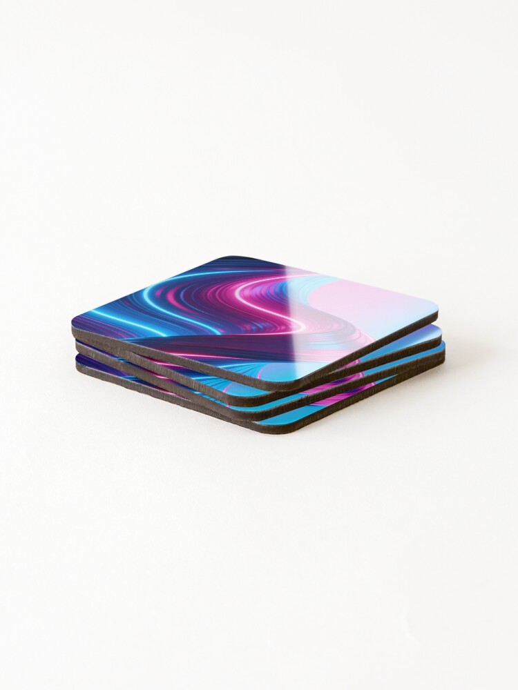 Thumbnail 4 of 5, Coasters (Set of 4), Dynamic Neon Ribbons designed and sold by RGShirtWorks.