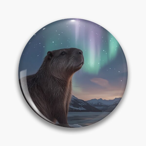 Item preview, Dreamy Capybara Under Northern Lights designed and sold by RkskArt.