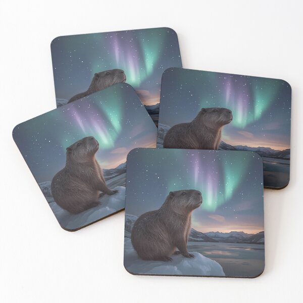 Item preview, Dreamy Capybara Under Northern Lights designed and sold by RkskArt.
