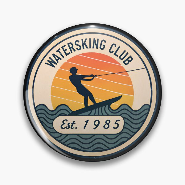 Item preview, Retro Waterskiing Club Badge | Vintage Summer Water Sports Design designed and sold by VividOrganica.