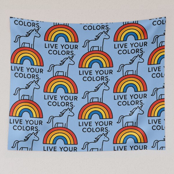 Item preview, Unicorn on Rainbow Live Your Colors - Minimalist Graphic designed and sold by Wild-way Art.