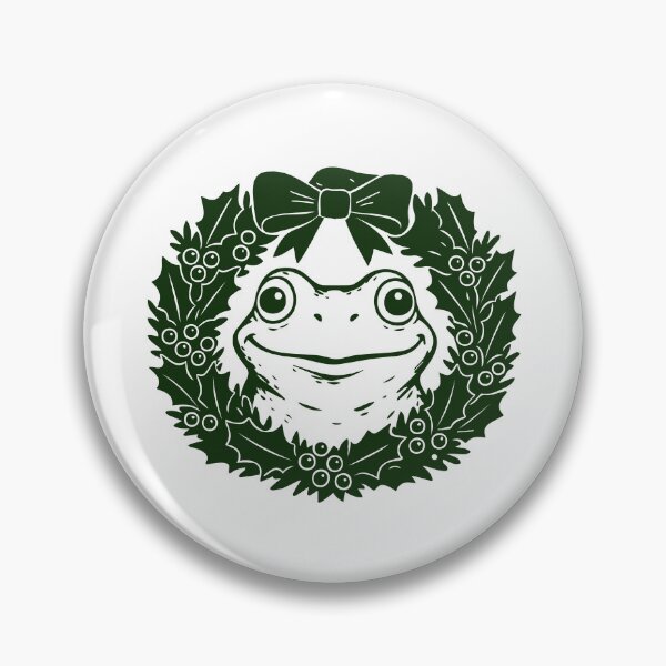 Item preview, Festive Wreath Frog – Cute Christmas Toad Illustration designed and sold by EmeraldeaArt.
