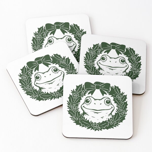 Item preview, Festive Wreath Frog – Cute Christmas Toad Illustration designed and sold by EmeraldeaArt.