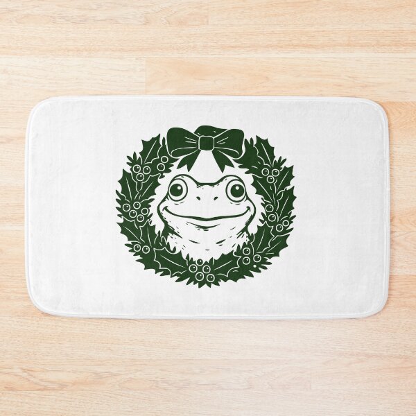 Item preview, Festive Wreath Frog – Cute Christmas Toad Illustration designed and sold by EmeraldeaArt.