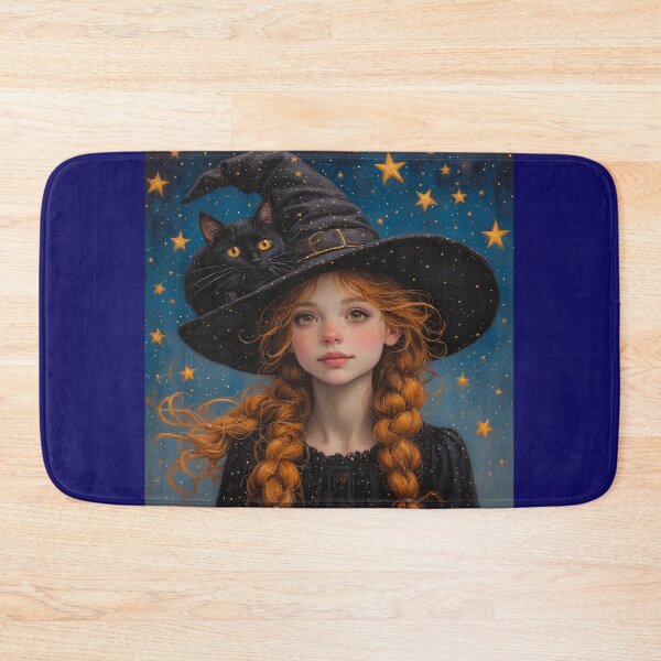 Item preview, A witch and a black cat on Halloween night. designed and sold by Natalia-Vlad.