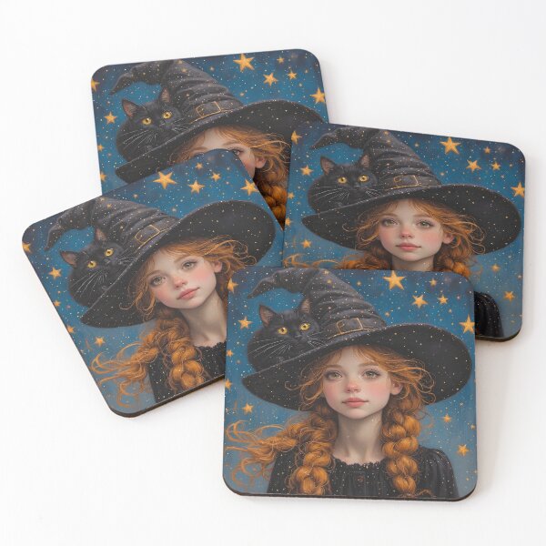 Item preview, A witch and a black cat on Halloween night. designed and sold by Natalia-Vlad.