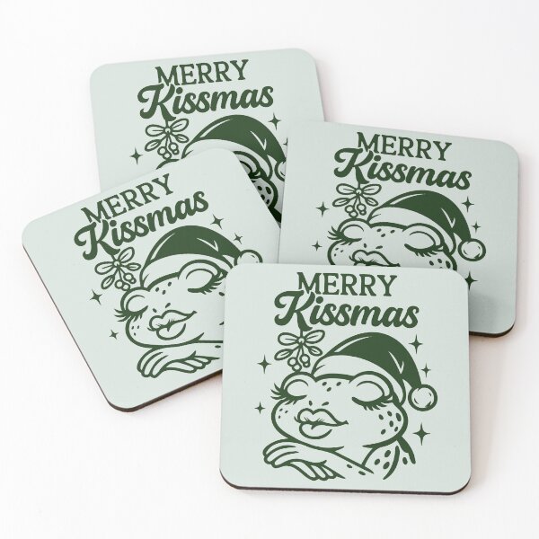 Item preview, Merry Kissmas Frog Girl – Cute Funny Christmas Illustration designed and sold by EmeraldeaArt.