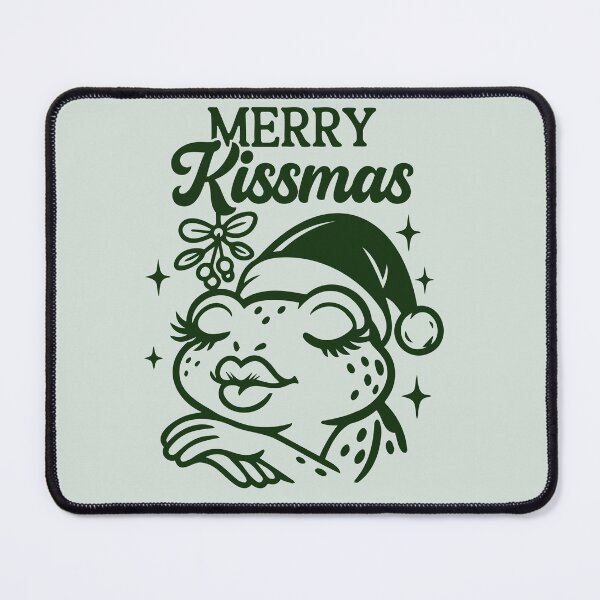 Item preview, Merry Kissmas Frog Girl – Cute Funny Christmas Illustration designed and sold by EmeraldeaArt.