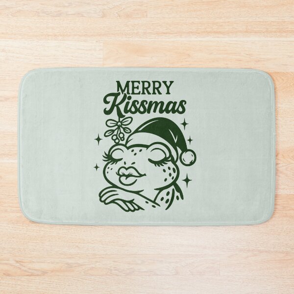 Item preview, Merry Kissmas Frog Girl – Cute Funny Christmas Illustration designed and sold by EmeraldeaArt.
