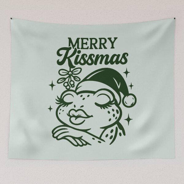 Item preview, Merry Kissmas Frog Girl – Cute Funny Christmas Illustration designed and sold by EmeraldeaArt.