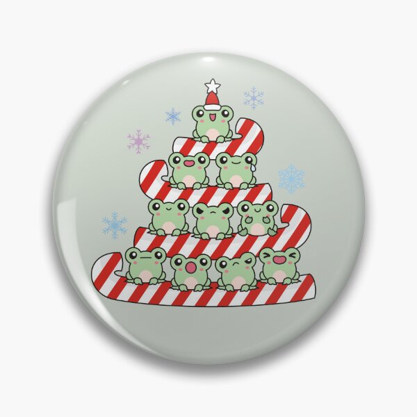 Item preview, Candy Cane Christmas Tree with Singing Frogs – Merry Frogmas Pun Illustration designed and sold by EmeraldeaArt.