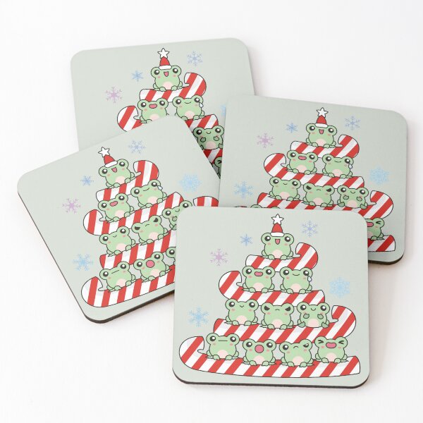 Item preview, Candy Cane Christmas Tree with Singing Frogs – Merry Frogmas Pun Illustration designed and sold by EmeraldeaArt.