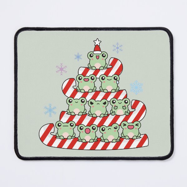 Item preview, Candy Cane Christmas Tree with Singing Frogs – Merry Frogmas Pun Illustration designed and sold by EmeraldeaArt.