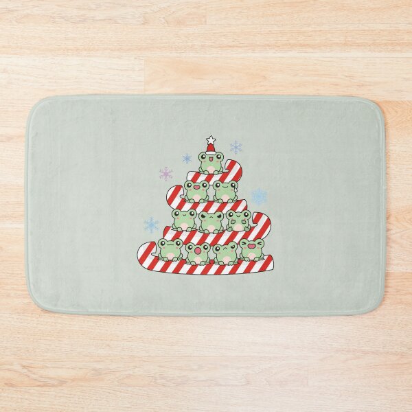 Item preview, Candy Cane Christmas Tree with Singing Frogs – Merry Frogmas Pun Illustration designed and sold by EmeraldeaArt.