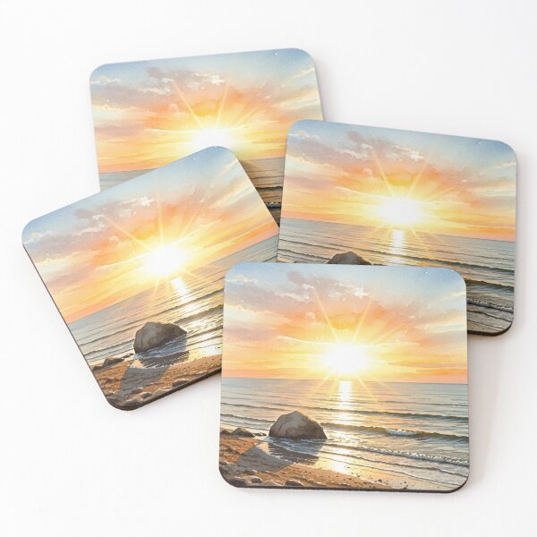 Item preview, Watercolor Sunrise at Port Townsend – Pacific Northwest Coastal Painting Art Print designed and sold by Alaska Magick.