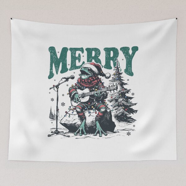 Item preview, Merry Rockin’ Frogmas – Singing and Guitarist Toad with Christmas Tree designed and sold by EmeraldeaArt.