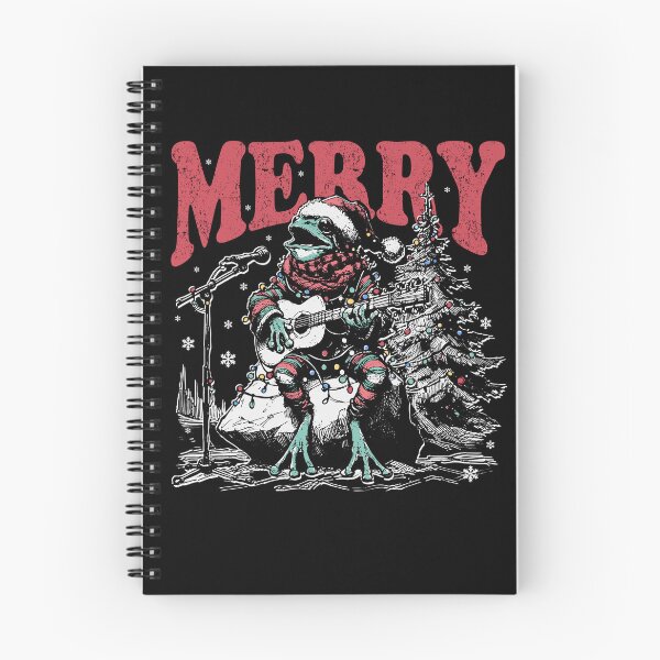Item preview, Merry Frogmas – Singing and Guitarist Toad with Christmas Tree designed and sold by EmeraldeaArt.