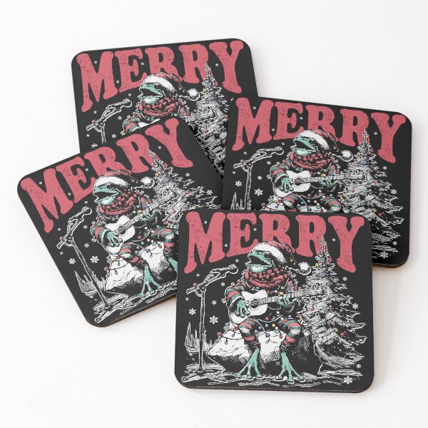 Item preview, Merry Frogmas – Singing and Guitarist Toad with Christmas Tree designed and sold by EmeraldeaArt.