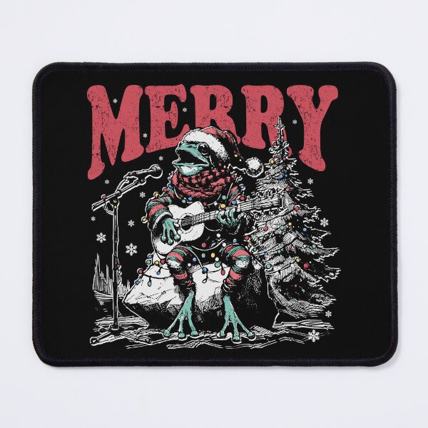 Item preview, Merry Frogmas – Singing and Guitarist Toad with Christmas Tree designed and sold by EmeraldeaArt.