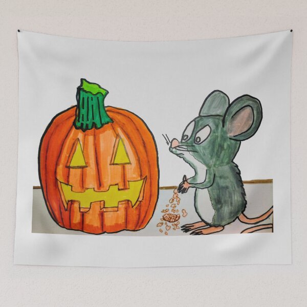 Item preview, HALLOWEEN PUMPKIN SCARED THE LIL MOUSE  designed and sold by JoAnnHayden.