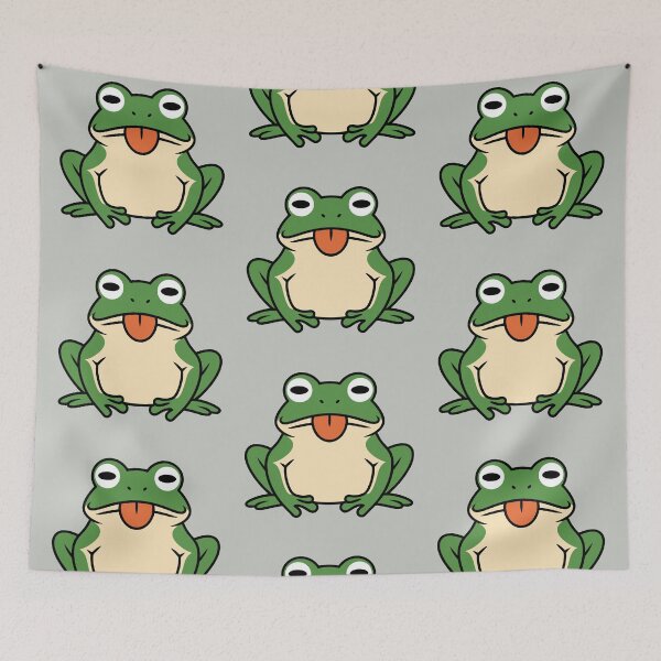 Item preview, Sarcastic Green Frog – Funny Cartoon Amphibian with Tongue Out designed and sold by EmeraldeaArt.