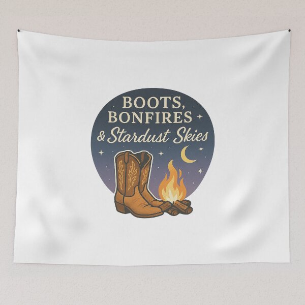 Item preview, Boots Bonfires & Stardust Skies | Dreamy Western Night T-Shirt designed and sold by SoulThread Studio.