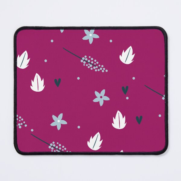 Item preview, Floral Pattern Light Blue Flowers and White Leaves on Raspberry designed and sold by Jamildesign.