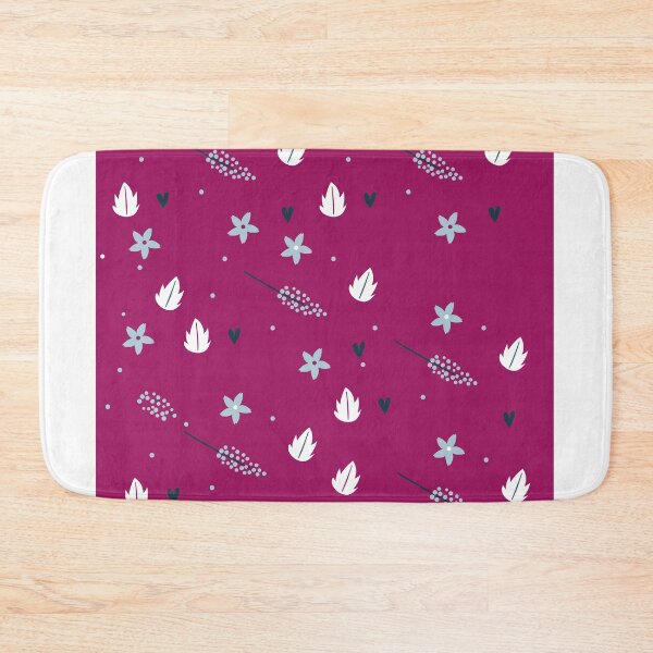 Item preview, Floral Pattern Light Blue Flowers and White Leaves on Raspberry designed and sold by Jamildesign.