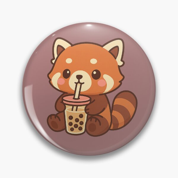 Item preview, Kawaii Cute Red Panda Drinking Bubble Tea designed and sold by SnugglePod Studio.