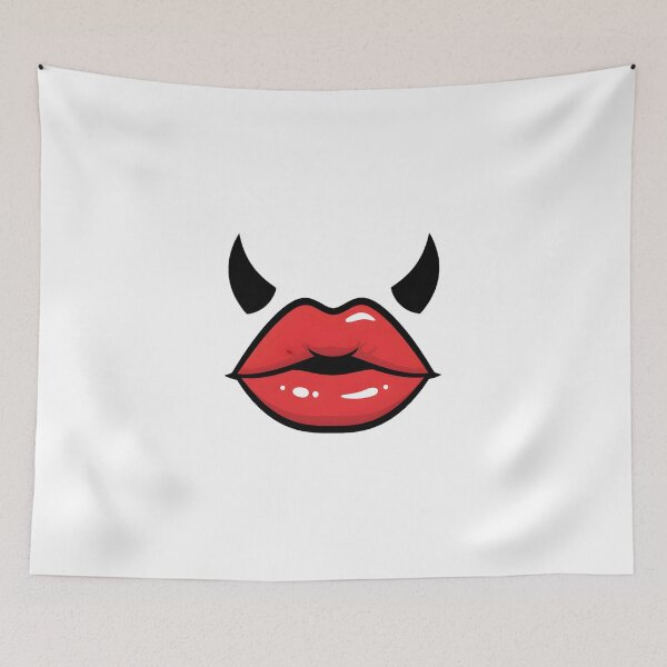 Item preview, Devil Lips Pop Art - Red Lips Horns Design, Cute and Edgy designed and sold by InfiniteOrbit.