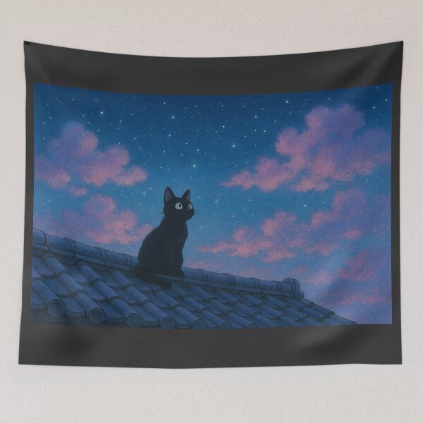 Aperçu de l'œuvre Chat sous un ciel étoilé créée et vendue par the-sunset.