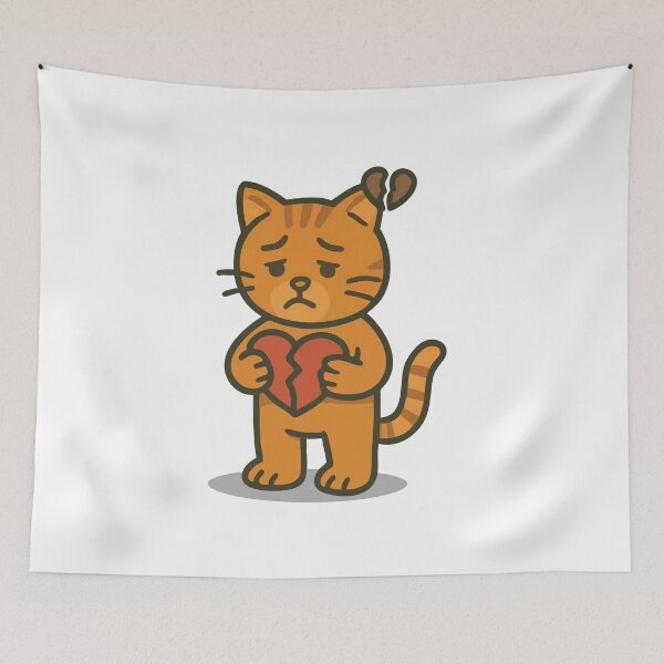 Item preview, Heartbroken Cat – Sad Kitty Holding Broken Heart designed and sold by PierrelyHO.