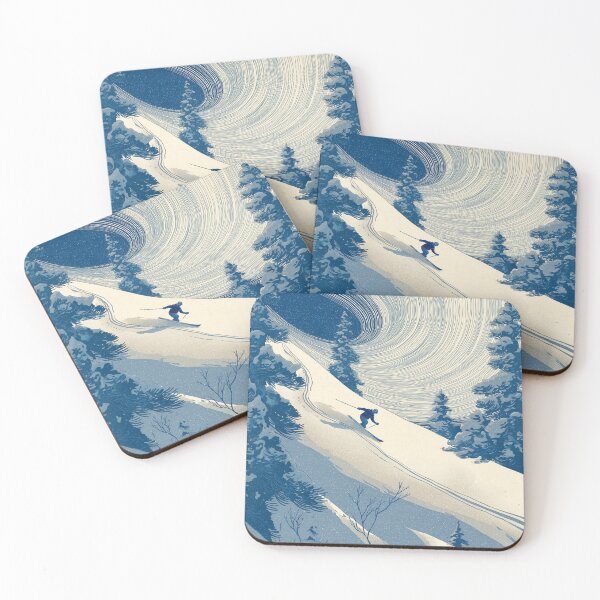 Item preview, Powder Lines, Woodblock Skies designed and sold by ArgentoArt.